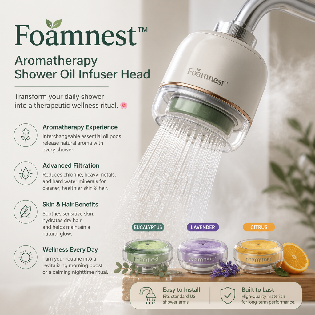 Foamnest™ Aromatherapy Shower Oil Infuser Head